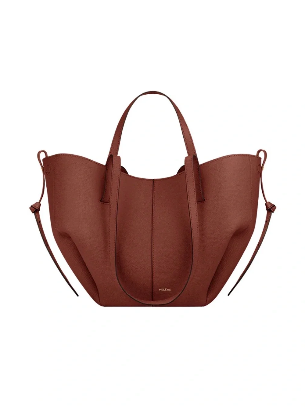 Polene Cyme Mini Red Clay Leather Tote Bag